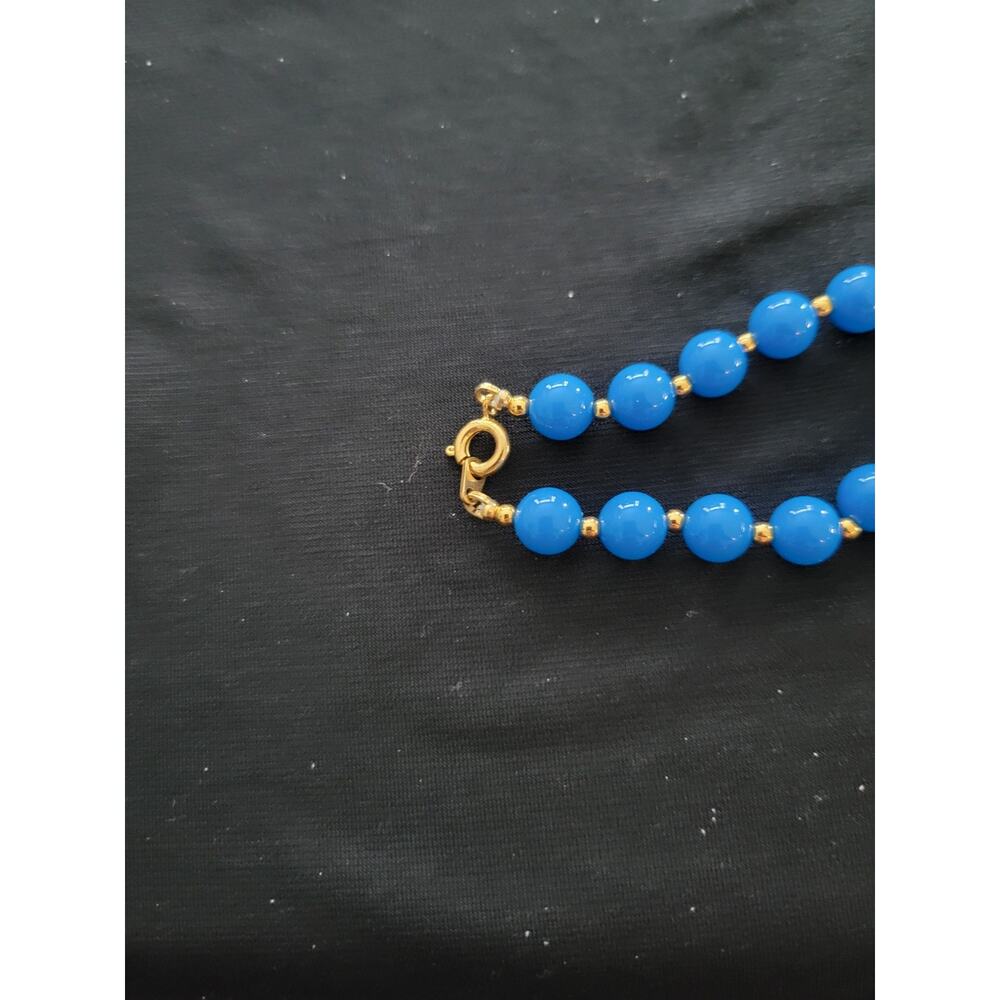 Vintage Pair of Blue Bead Necklace SEARS Gold Tone Clasp 30" Nice - Picture 4 of 13